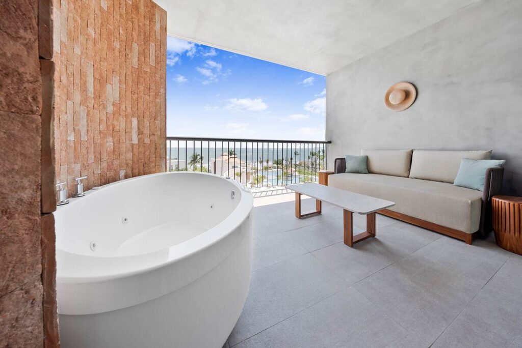 Terrace soaking tub with ocean view at UNICO Riviera Nayarit adults-only resort