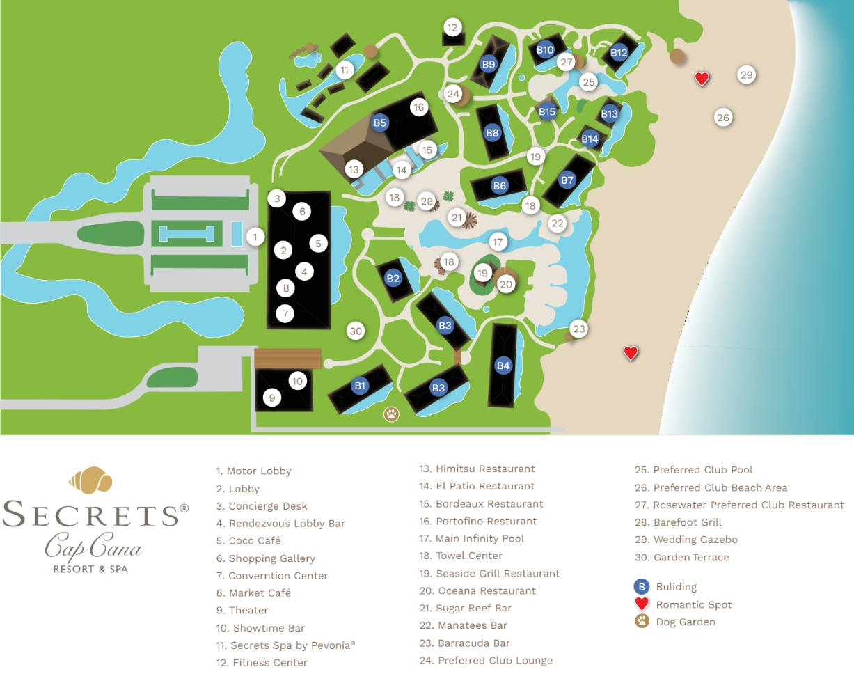 cap cana secrets resort map