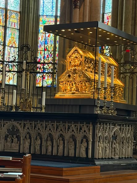 Golden Shrine of the Three Kings inside Cologne Cathedral on a Rhine river cruise