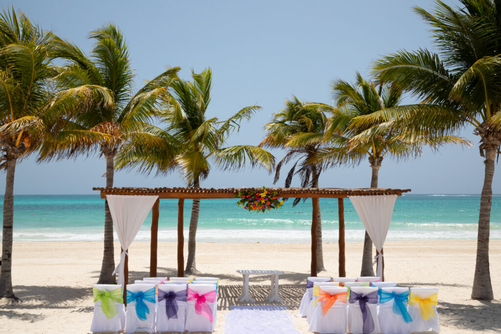 Beach and turquoise Caribbean water at Playa del Carmen, Mexico, a top Riviera Maya destination for things to do and weddings