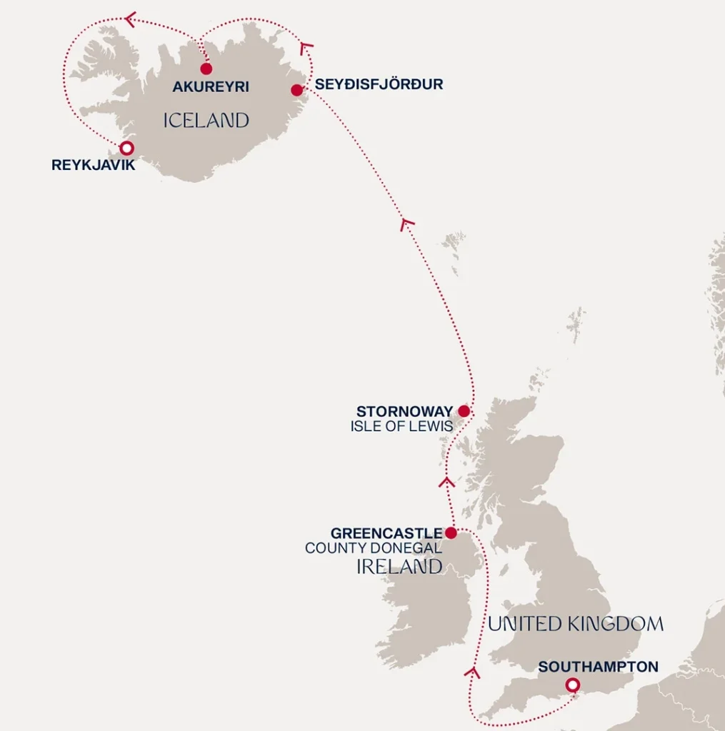 Explora Journeys Iceland cruise itinerary map