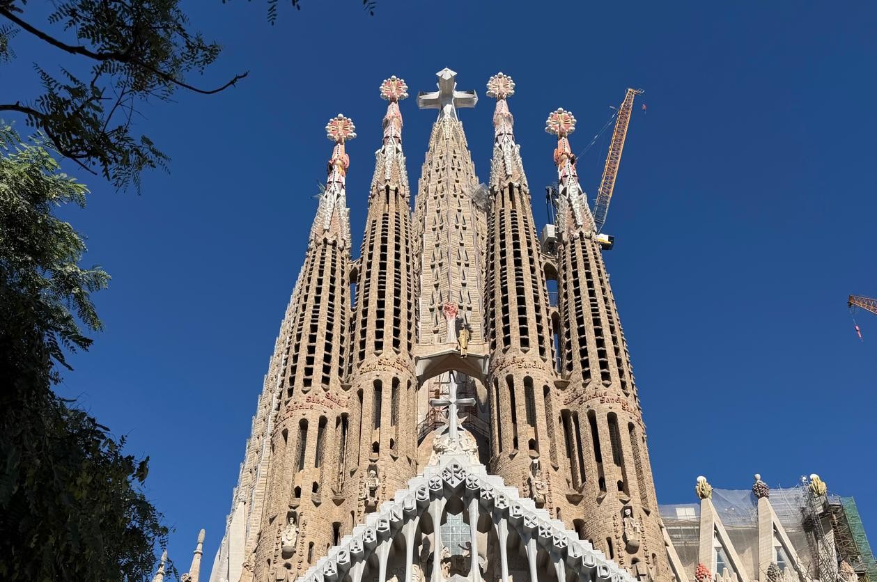 Sagrada Família spires in Barcelona, the first stop before a Mediterranean cruise